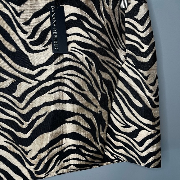 NWT Banana Republic Eclat Brocade Mini Skirt Metallic Gold Zebra - Picture 6 of 12